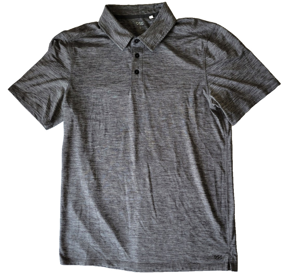 DSG Mens S Gray Heather Performance Golf Polo Shirt Short Sleeve